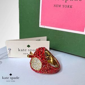 NWT Kate Spade 18k Gold Plated Apple Of My Eye Pavé Cocktail Ring (7) $129